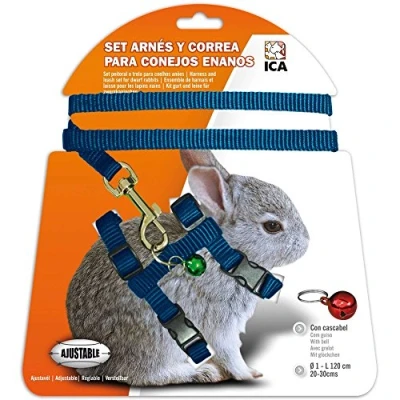 Image of ICA DA1022 Harness and Leash Set for Dwarf Rabbits, Blue