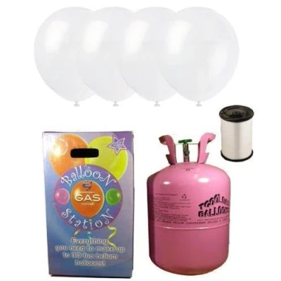 Image of Disposable Helium Gas Cylinder with 30 Balloons and Curling Ribbon included (Snow White, Single)