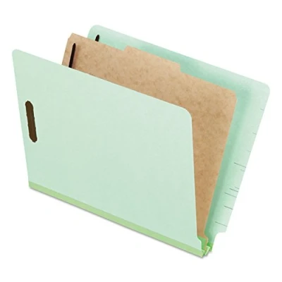 Image of Pendaflex Pressboard End Tab Classification Folders, Letter Size, 1 Divider, 1.75&quot; Expansion, Light Green, Straight Cut, 10/BX (23214)