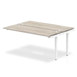 Image of Impulse Bench B2B Ext Kit 1600 White Frame Office Desk Grey Oak