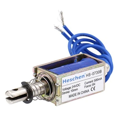 Image of Hechen solenoid electromagnet HS 0730B DC 24V 500mA 5N 10mm stroke push pull type open frame