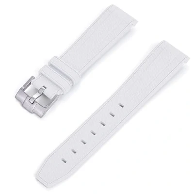 Image of Max Compatible with MoonSwatch Watch Strap Curved FKM Rubber 20mm Replacement Band Not Silicone (White)
