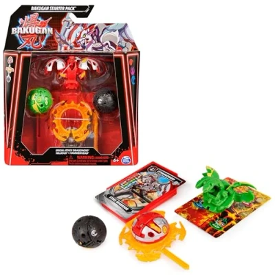 Image of BAKUGAN Starter 3 Pack, Special Attack Dragonoid, Nillious, Hammerhead Customizable Spinning Action Figures and Trading Cards, Kids Toys for Boys Girls s 6 up