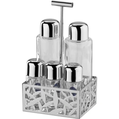 Image of Alessi Cactus! Condiment Set (MSA16), Silver