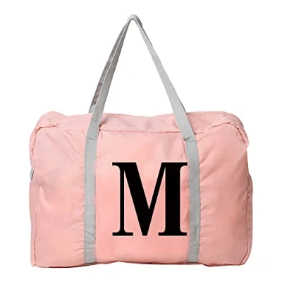 Image of Black Initial Letter Printed Cabin Bag 45x36x20 for Easyjet Airlines Underseat Travel Holdall Carry on Hand Luggage Weekend Packable Duffel Bag,Sports Fitness (Black M)