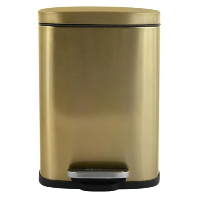 Image of Spirella Akira Cosmetic Bin 5 Litres Stainless Steel with Soft Close Mechanism and Inner Bucket Bathroom Waste Gold Matt