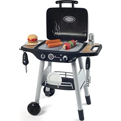 Image of Smoby BBQ Grill Barbecue pour enfant 18 accessoires Fonctions flammes rétractables et boutons sonores Fabriqué en France