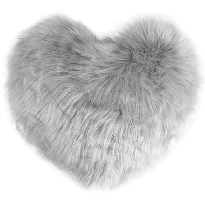 Image of Foribyw Heart Shape Pillow Soft Fluffy Long Plush Love Throw Decorative Valentine Day Cushion 45x40cm Comfortable Warm Cosy Back for Bedroom Sofa Couch Gift(grey)