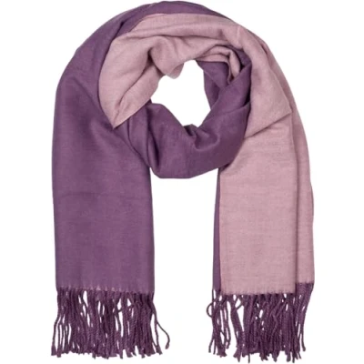 Image of styleBREAKER Women Scarf in noble 2 face optic with fringes, colours, reversible scarf, warm winter stole multicoloured 01017137, Colour:Violet lilac