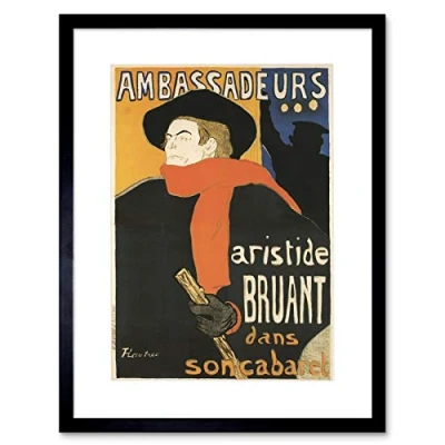 Image of Wee Blue Coo Theatre Cabaret Aristide Bruant Toulouse lautrec Retro Ad Framed Wall Art Print