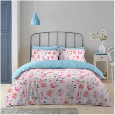 Image of GC GAVENO CAVAILIA Floral Pink Duvet Cover King Size Breathable Hypoallergenic Microfiber Bedding Quilt Set Reversible Duck Egg Sets With Pillowcases