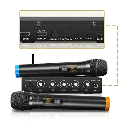 Image of Sound Town Wireless Microphone Karaoke Mixer System with HDMI ARC, Optical (Toslink), AUX, Supports Smart TV, Media Box, PC, Bluetooth, Soundbar, Receiver (SWM16 MAX)