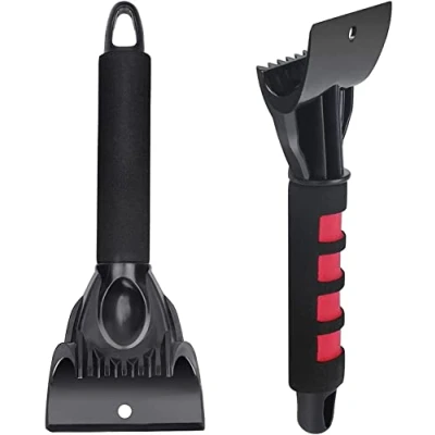 Image of ESTOVE 2 Pcs Vehicle Ice Scraper for Car Snow Frost Removal Tool Cars and Small Trucks Windshield with Foam Handle Scratch Free, black