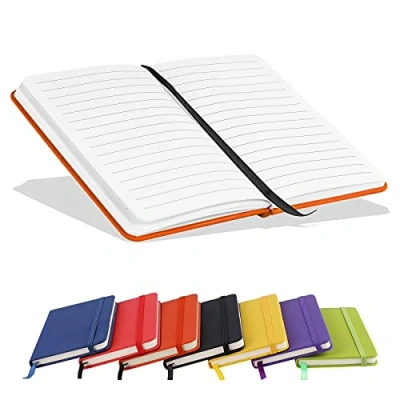 Image of A6 Notebooks, Pocket Notebook Note Pads Small Notebooks Hardback Notepad Journal 160 Pages (80 Sheets) Orange