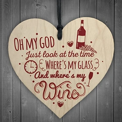 Image of RED OCEAN Where&#039;s My Wine Funny Alcohol Gift Home Garden Bar Hanging Plaque Pub Friends Best Friend Sign