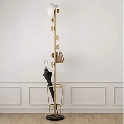 Image of YXZN Coat Rack Free Standing Metal Stand with Hooks Home Hat Jacket Hanger Umbrella Holder