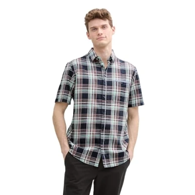 Image of TOM Tailor Checked Shirt Shirt, Men&#039;s, Size: XL, Navy