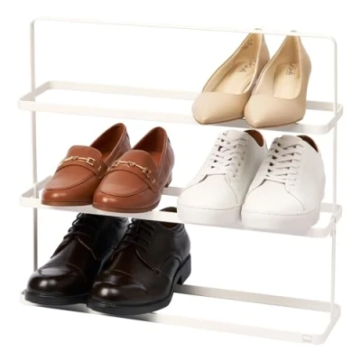 Image of Yamazaki 2480 TOWER Shoe Rack Wide, white, Steel, Minimalist, 50 x 14 45.5 cm