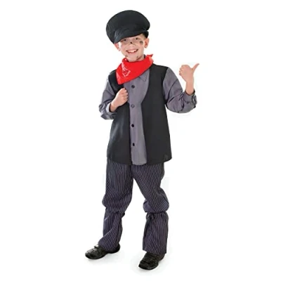 Image of Bristol Novelty CC197 Chimney Sweep Costume, Boys, Black, Grey, Age 6 8 Years Old