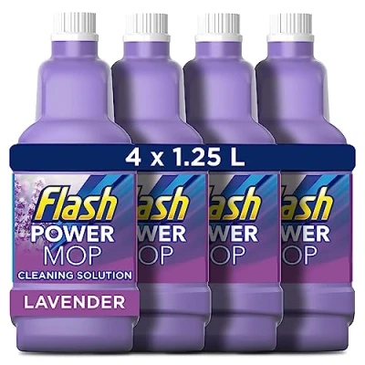 Image of Flash Powermop Refill Liquid, Power Mop Floor Cleaner, Lavender, 5 Litres (25 L x 4), Cleaner