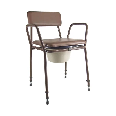 Image of Aidapt Free Standing Height Adjustable Stacking Commode Chair with Padded Back, Arm Support and Over Seat Already Assembled Aid