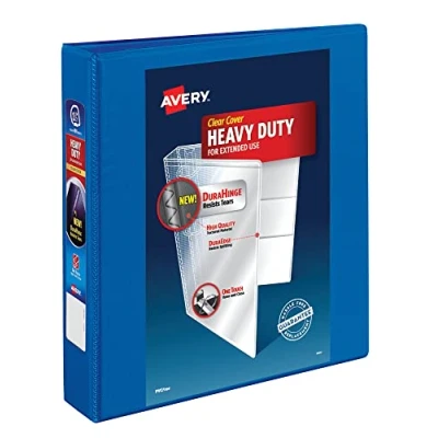 Image of Avery Heavy Duty View 3 Ring Binder, 1.5&quot; One Touch Slant Ring, Holds 8.5&quot; x 11&quot; Paper, 1 Pacific Blue Binder (79722)