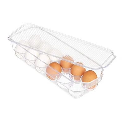 Image of Relaxdays 10027910 Egg Holder, 12 Pieces, Box for Fridge, with Lid, Stackable, Plastic, Transparent