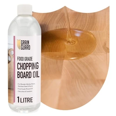 Image of GRAIN GUARD Chopping Board Oil 1 Litre Food Grade Mineral Ideal for Wooden Boards and Worksurfaces, Stainless Steel Stone Surfaces Odourless &amp; Tasteless