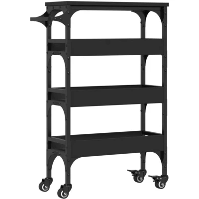 Image of vidaXL Kitchen Trolley Black 53x20x76 cm Engineered Wood