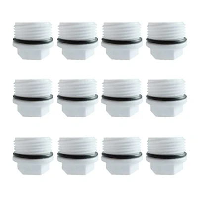 Image of HLIWS 12 Pcs 1 inch BSP Threaded Blanking Cap,Drain Cap Seal,Appliance Trap with Gasket,for Water Pipe,Washing Machine,etc(External Threads)