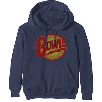 Image of David Bowie Hoodie Vintage Diamond Dogs Logo Official Unisex Navy Blue Pullover M