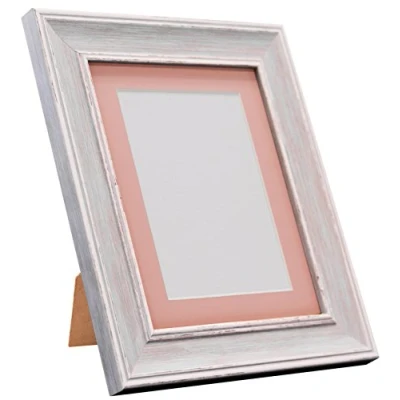 Image of FRAMES BY POST Scandi Vintage Picture Photo Frame, Recycled Plastic, Distressed Blue with Pink Mount, 30 x 40 cm Image Size 12 8 Inch