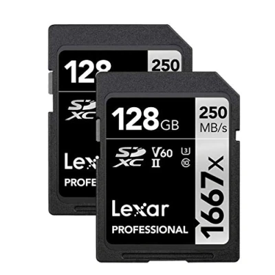 Image of Lexar 128GB (2 Pack) Professional 1667x SDXC Memory Cards, UHS II, C10, U3, V60, Full HD &amp; 4K Video, Up To 250MB/s Read, for Photographer, Videographer, Enthusiast (LSD128CBNA16672)