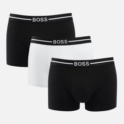 Image of BOSS Mens Trunk 3P CO/EL Three Pack of Trunks in Organic Cotton with Stretch Black