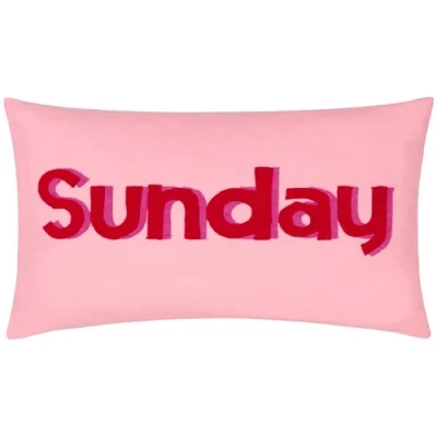 Image of furn. Sunday Embroidered Cushion Cover Pink Cotton Size 30 cm x 50