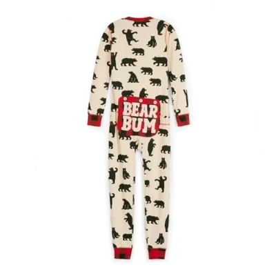 Image of Hatley Unisex Kids Union Suit Pajama Set, Black Bear, 12 Years UK