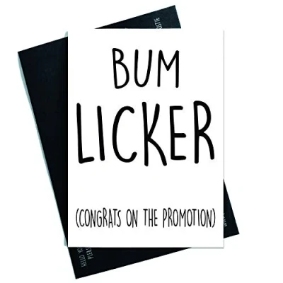 Image of Promotion Card, Coworker Cards, Good Luck, Congrats New Job Colleague Leaving Goodbye Funny Card Bum Licker Cards PC69