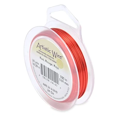 Image of Artistic Wire Tarnish Resistant Colored Copper Craft Wire, Red, 24 Gauge, 20 yd