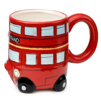 Image of Caribou Living Red London Bus Ceramic Mug Cup Novelty Design Iconic British Gift 460ml for Hot Drinks Coffee Tea Chocolate