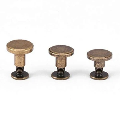 Image of Leather Craft Rivets, 20Sets Brass Button Studs Rivets Flat Head Screwback Nails for DIY Belt Strap Purse Wallet Handbag Decoration(8mm)