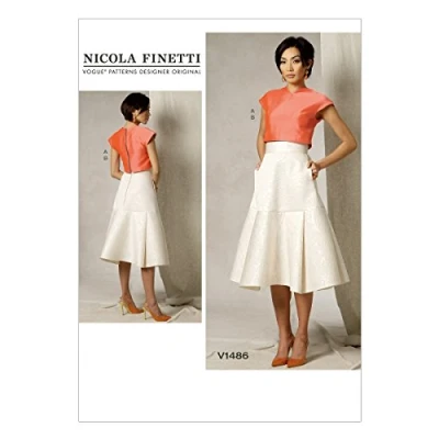 Image of Vogue Patterns 1486, Misses Top and Skirt,Sizes 6 14, Silk, Multi Colour, A5 (6 8 10 12 14)