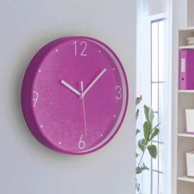 Image of Leitz WOW Quartz Wall Clock, Perfect for Office, Kitchen, Living room and Bathroom, 29 cm Purple