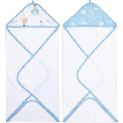 Image of aden + anais Essentials 2 Pack Hooded Towel Space Explorers