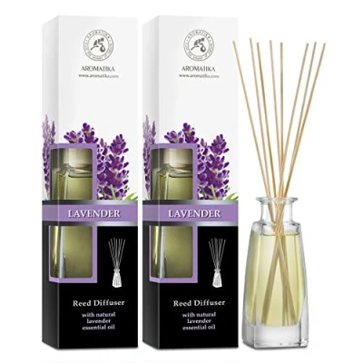 Image of Reed Diffuser Lavender 2x100ml Room Diffusers Set with Essential Oil Scented Sticks Home Fragrance Air Freshener Aroma Calming Scents