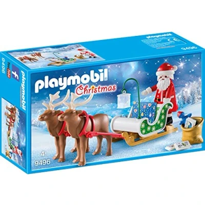 Image of Playmobil 9496 Christmas Santa&#039;s Sleigh with Reindeer, Fun Imaginative Role Play, PlaySets Suitable for Children Ages 4+