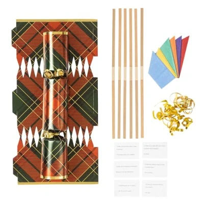 Image of evelay Make Your Own Christmas Cracker Kit Crackers Hats Snaps Jokes Rose Party Favours 12 Pieces