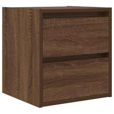 Image of vidaXL wall mounted bedside cabinet brown oak engineered wood nightstand with ample storage &amp; floating design