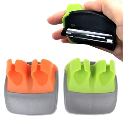 Image of 2 Pcs Hand Vegetable Peeler Palm Rubber Finger Grips,Silicone Grips Kitchen Gadget,Comfortable to Peel Pumpkin,Carrot,Cucumber,Potato and More