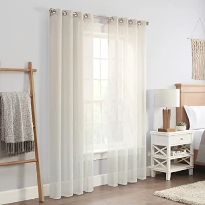 Image of ECLIPSE Ines Printed Ombre Textured Light Filtering Grommet Window Curtains for Bedroom (2 Panels), 52 in x 95 in, Ivory