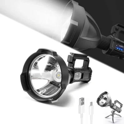 Image of Emorata Flashlight,2024 Best Flash Light 200000 Lumens, Rechargeable Spotlight Flashlight High Lumens,4 Modes Ipx5 Waterproof Handheld for Emergencies, Camping, Hiking (Large)